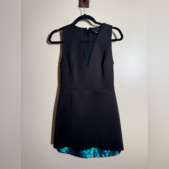 Sachin + Babi Black fit & flare mini Sequin hem Dress women’s 4 - Picture 3 of 8